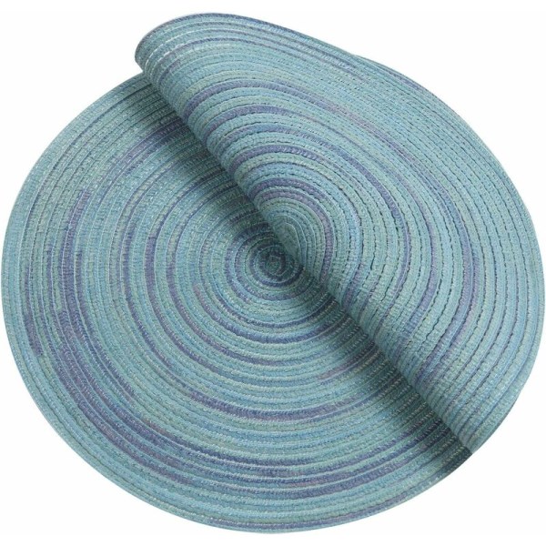 Set med 6 tvättbara halkfria, värmebeständiga runda bordstabletter vävda bordstabletter (färgglada blå) - DKSFJKL
