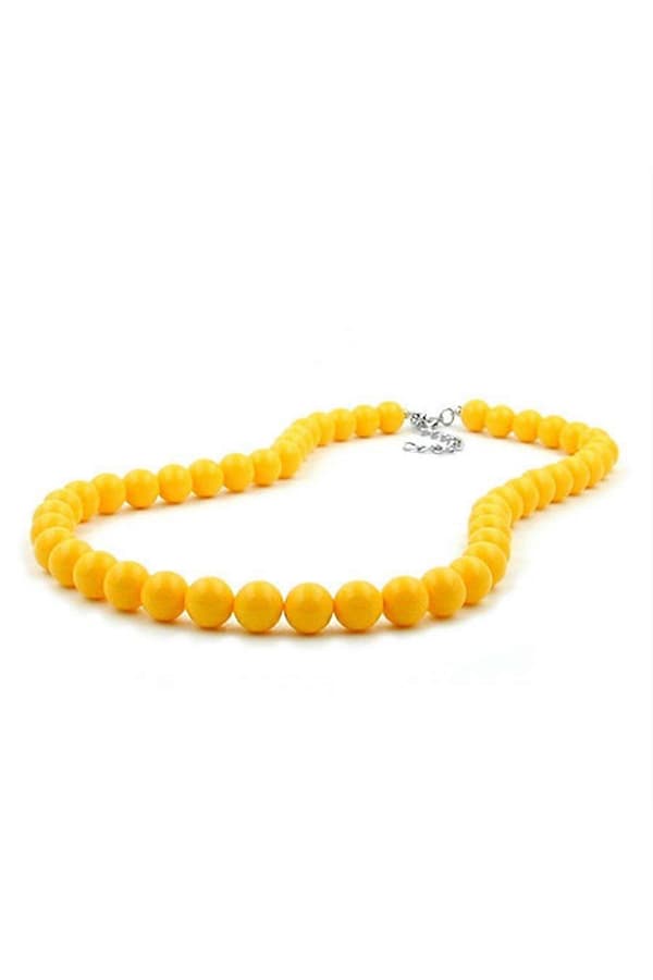 Halsband med gula pärlor 10mm 60cm - Gl01510-60