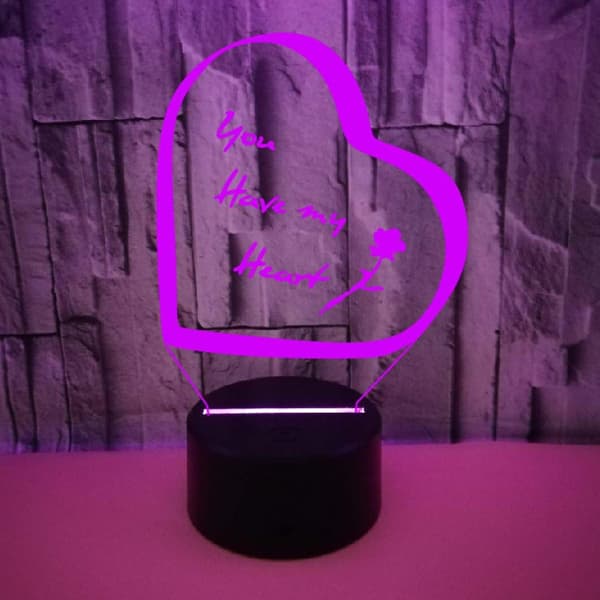 3D Du Har Mitt Hjerte Illusjonslampe 16 Farger