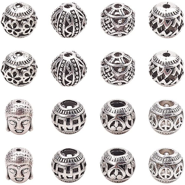 80 st 8 olika stilar antika tibetanska silverkulor Bali distanspärlor charm europeiska pärlor för armband halsband smyckestillverkning fynd tillbehör