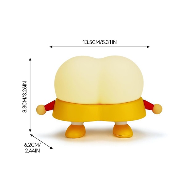 Søt rumpeformet myk silikon nattlyslampe, USB-oppladbar morsom rumpeklapp nattlys med tre lysstyrker justerbar borddekorlys seng
