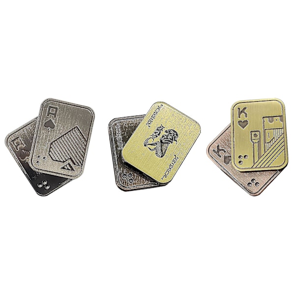 Magnetiske metallfidgetleker - Metallpoker Push Card Fidget Slider Stress Fingertip Metal Push Coin Poker（K）