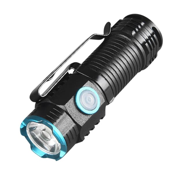 Taskulamppu Led-taskulamppu Mini-taskulamppu, 1000 lumenia, ladattava kompakti LED-taskulamppu klipsulla（B）