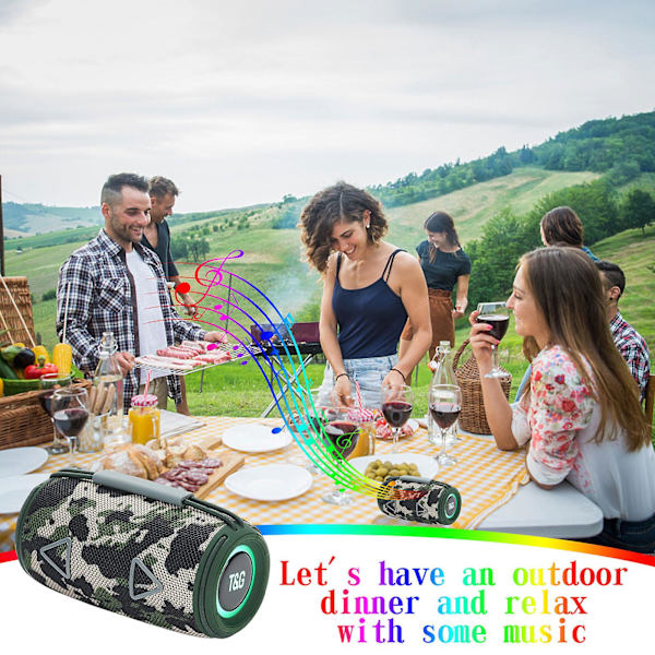 Bluetooth-högtalare utomhus bärbar ridning cylinder färgglatt ljus handhållen subwoofer gåva högtalare utförsäljning（Kamouflage）
