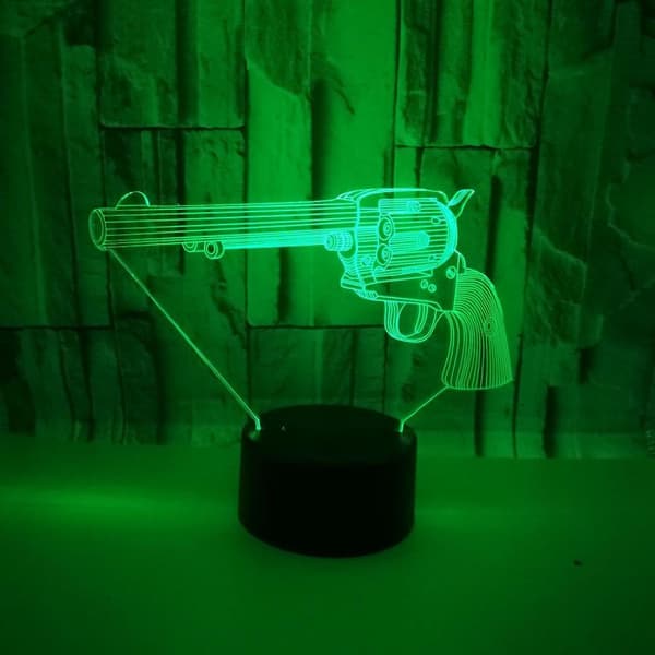 Optisk Illusion 3D Pistol Natlampe 16 Farver