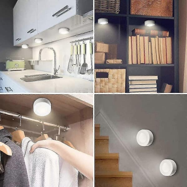 LED-belysning för skåp med fjärrkontroll, 3-pack skåpsbelysning - Vit