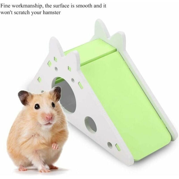 Hamsterin lelukoti puinen piilopaikka asuinpaikka Nest kokoonpanoportaat pienille lemmikeille (vihreä)
