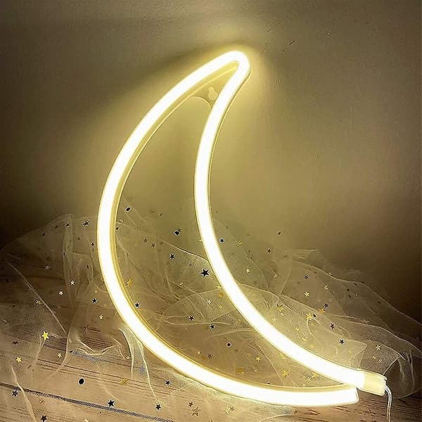 Måneformad LED-neonljus varmvit vägglampa USB-driven neon