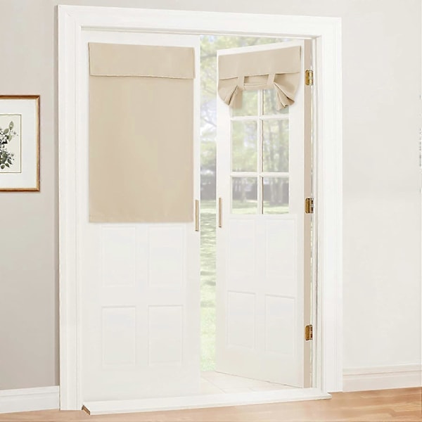 Dörrgardiner Termiskt Isolerande Små Fönsteröverdrag Hållbara Vertikala Sekretessgardiner Bind Upp Sidoljusskärmar, B66 x H101 cm, 1 Panel, Biscotti Beige