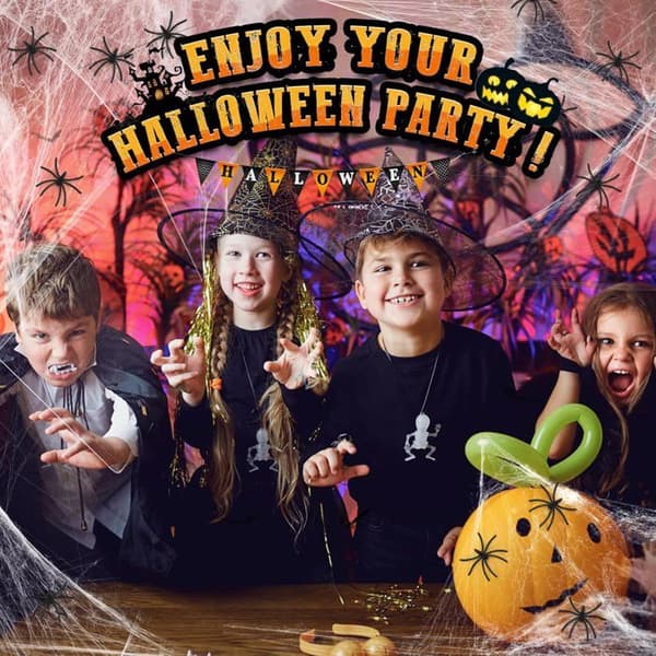 Halloween-dekorationssæt: elastisk edderkoppespind med 30 sorte edderkopper til indendørs og udendørs brug, ideel til haver.