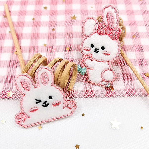 Dww-Plush rabbit embroidery patch 9 pieces