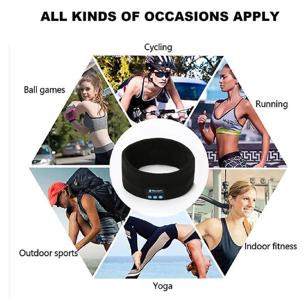 Bluetooth-hodeband | Trådløs Bluetooth-strikkesportshodeband - Svart