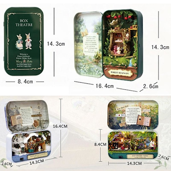 Dukketeater dukkehuse træ dukkehus miniature hjem nostalgisk tema dukkehus møbler tilbehør legetøj til børn（Q012）