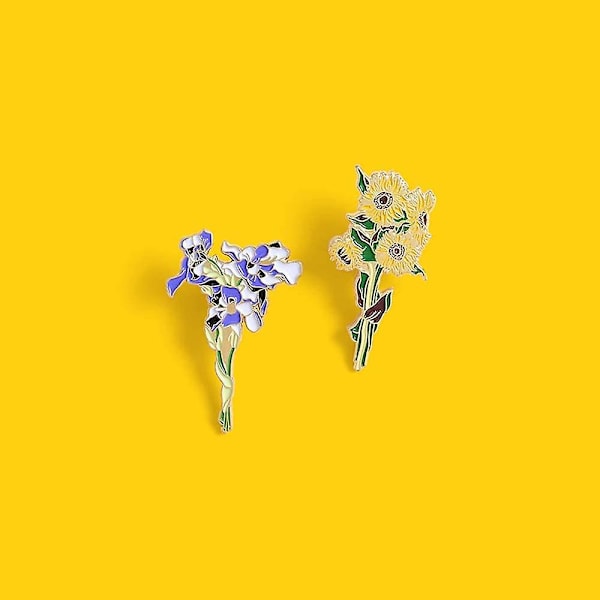 Solros Enamel Nål Temperament Vild Blomma Metall Broscher Kavaj Lapel Nål Kläder Märken Mode Smycken (1st, gul)