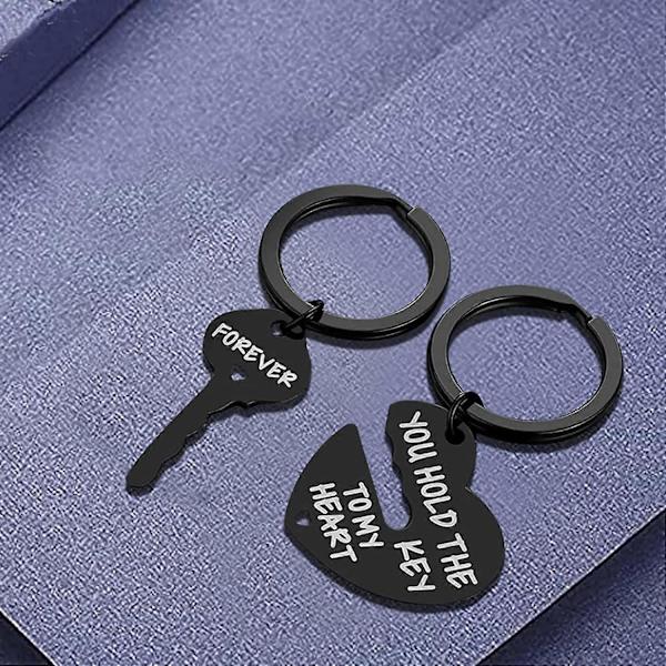 Par Keychain för Honom och Henne Alla Hjärtans Dag Presenter till Pojkvän och Flickvän Hjärtlås Evig Kärlek