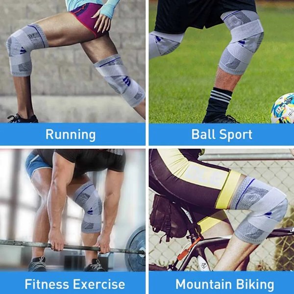 Knäskydd, Professionellt Knästöd, Premium Kompressionsstöd för Artritsmärta, Löpsäkerhet, Cross Fitness Träning (Grå, L)