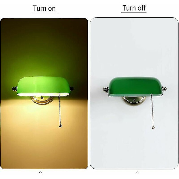 Bankers Green Glass Wall Lights Traditionel Vintage Classic Med Justerbar Retro Skygge Og Træk