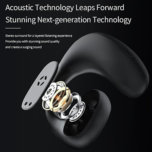 Tws Wilreless Bluetooth-øretelefoner Open-ear-hovedtelefoner Støjreducerende Bluetooth-håndfri-øretelefoner Ørekrog-headset Touch Control-øretelefoner med opladning