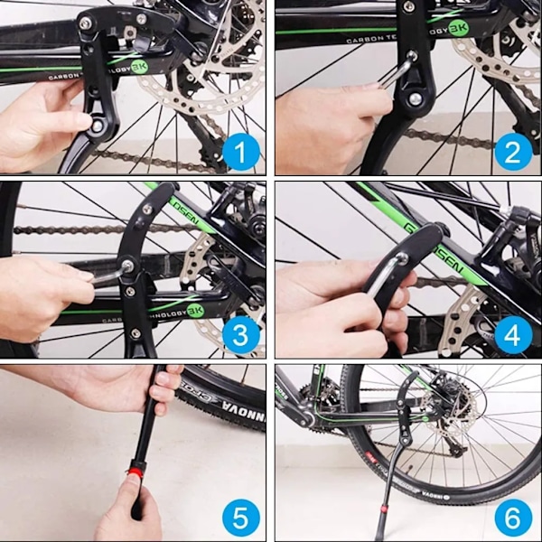 Justerbart cykelstöd för 24-28 tum, sidostöd med halkfri gummifot, aluminiumlegering, universellt för olika cyklar
