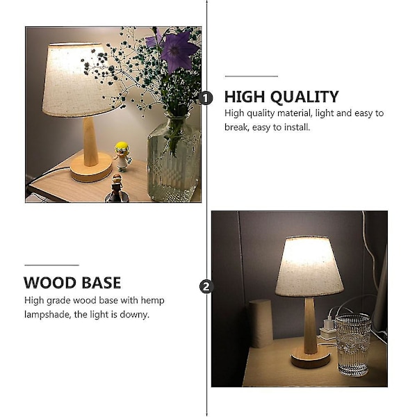 1 stk. bordlampe i heltre tre, moderne LED-sengelampe til soverom, nattlys (khaki)（30x17cm，Khaki）