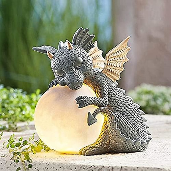 Meditationsdrage Have Statue - Håndlavet Resin Statue - Dekorativ Statue Til Have, Gård