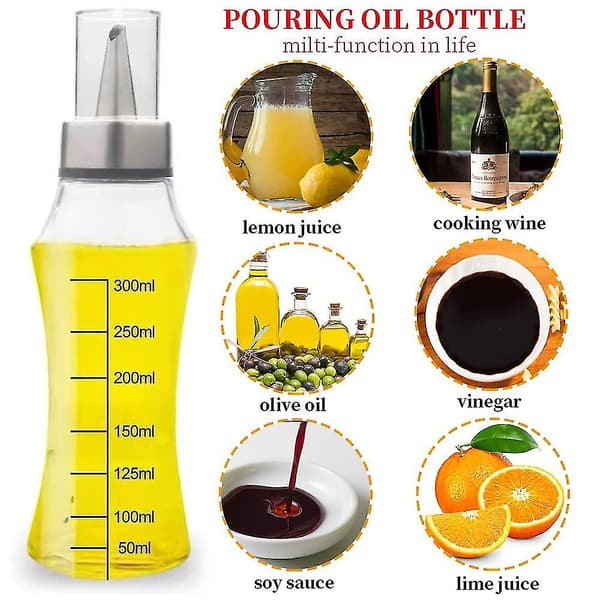 Oliedispenserflaske, 400 ml madlavningsbeholderflaske med skala
