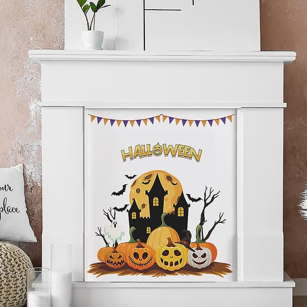 DWW-Halloween tecknad pumpa måne slott barn sovrum entré hem dekoration väggdekaler