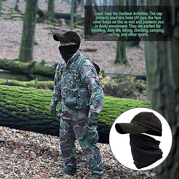 Svart kamouflagehatt för män med radiatorhals baseballkeps cap halsduk armé taktisk militärhjälm lämplig för löpning jakt ridning Spo