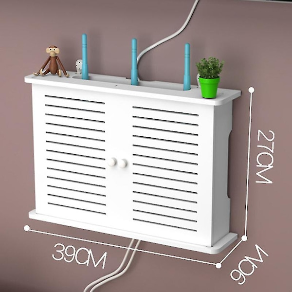 Trådløs Wifi Router Bokse Trækasse Kabel Plus Wire Bracket Vægophæng Stikbræt Hylde -enkelt（Hvid）