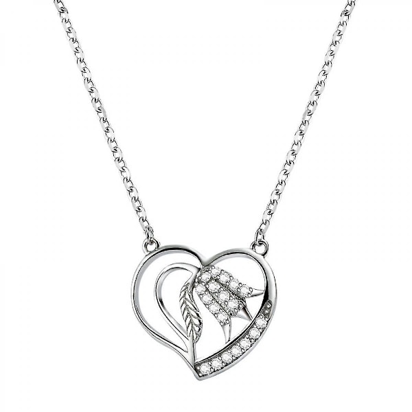 S925 Sterling Silver Lucky Lily Love Heart Halsband för Kvinnor Dotter Flickvän Xq-xl411
