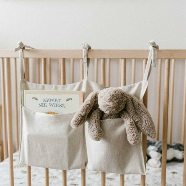 Hängande förvaringsväska - Baby Organizer Nursery Solid Sängleksaker Hängande förvaringsväska (Beige) Dksfjkl