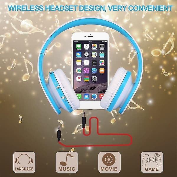 Hopfällbart trådlöst stereo Bluetooth-headset med mikrofon för iPhone, mobiltelefon, PC, bärbar dator