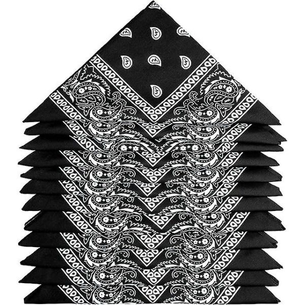 Turban (svart), 12 paket paisleyhalsdukar, pannband, näsdukar, lämplig för män och kvinnor