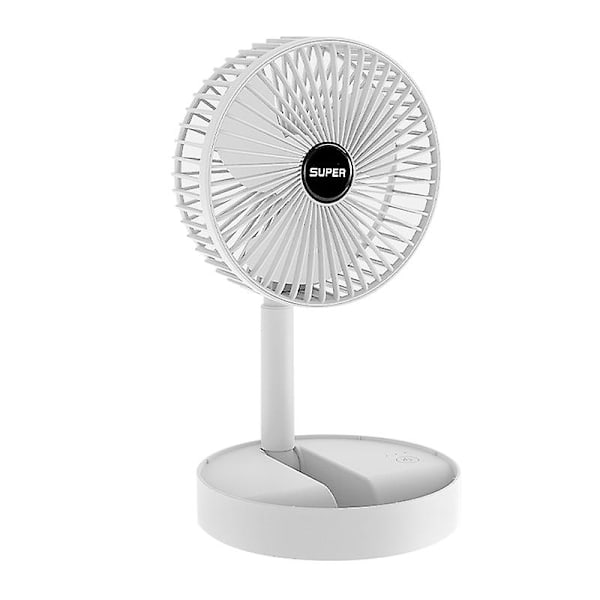 Desktop Electric Fan 180 Degree Adjustable Portable Fan Telescopic Usb Rechargeable Fan Wireless Floor Standing Fan Mini Fan（White）