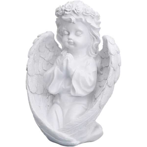 Bedende Engel i Harpiks - Engelstatue med Vinger - Englefigur