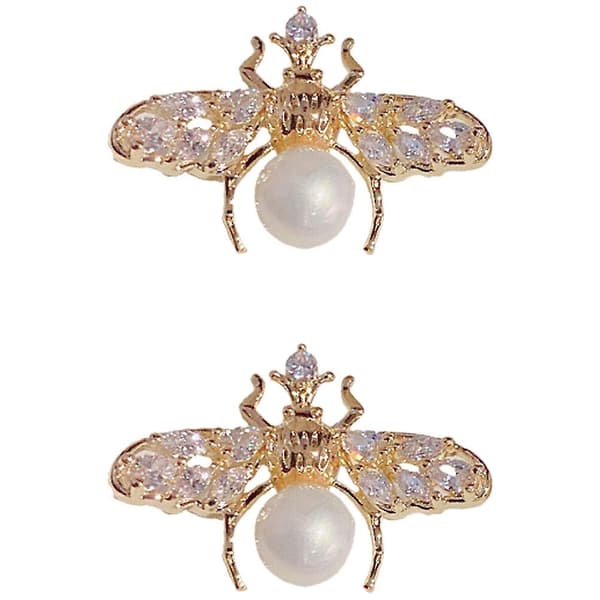 1 par kvinders ørestikker perle øreringe moderigtige bi øreringe søde øre smykker（2.5X1.4cm，gyldne）