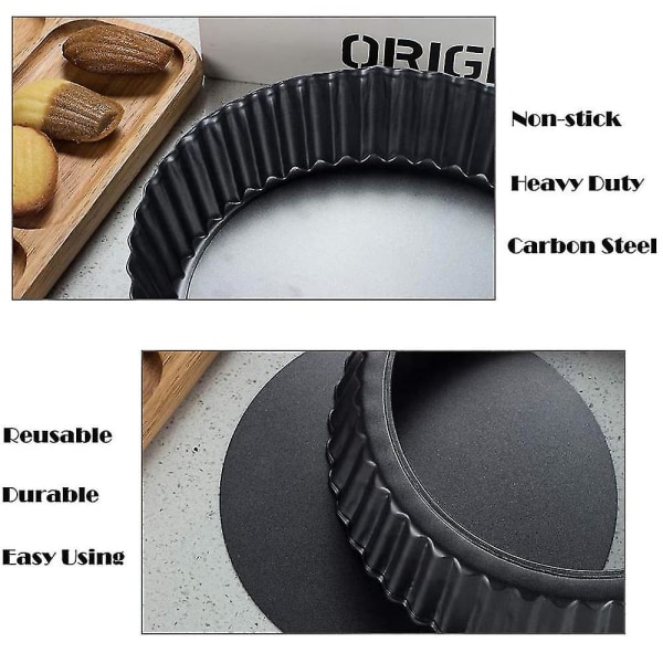 6 st nonstick tårtpanna med avtagbar botten, pajform svart