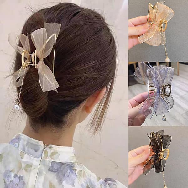 Tassel hårkløer clips perle flere farver barrettes mode hårstyling（Champage）