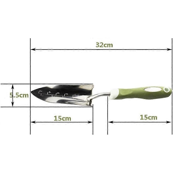 Trädgårdsspade i rostfritt stål, trädgårdsverktyg med skala, blomspada, planteringsspade, trädgårdsspade