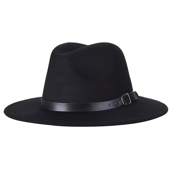 Britisk stil jazz kasket åndbar slidstærk ren farve fedora hat til daglig brug Qinhai（One Size，Sort）