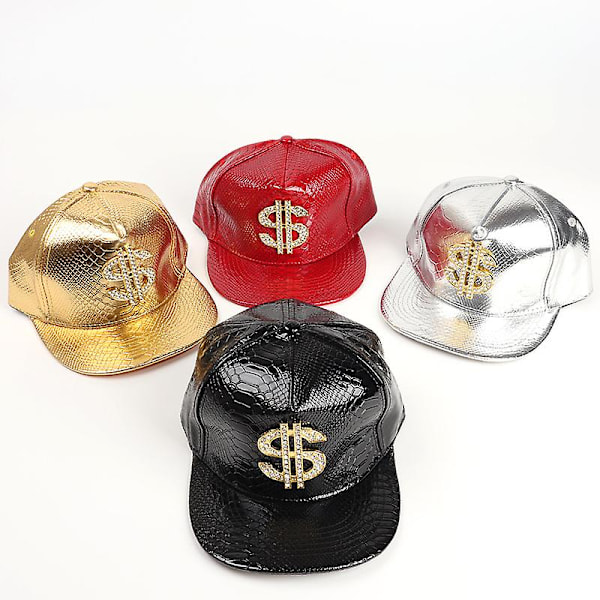 Herre Kasket Baseball Kasket Hiphop Kasket Læder Justerbar Snapback Hatte Til Mænd Kvinder Multi-farve Valgfri（Sølv）