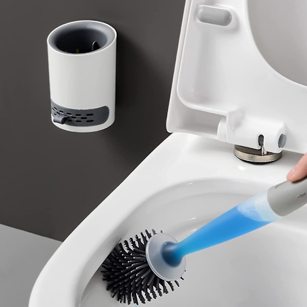 Täytettävä silikoninen WC-harja kylpyhuoneen seinälle kiinnitettävä WC-harja ja pidike Ei kuollutta kulmaa Kylpyhuoneen puhdistusharjat Imeytyvä WC-harja
