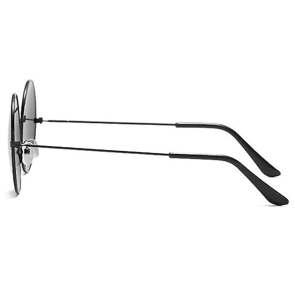Runda solglasögon Retro Svart Mörkt Glas Svart