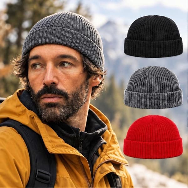 Akryl Skull Cap Blød Strik Lavprofil Urban Pendler Fleksibel Pasform til Vinter Black