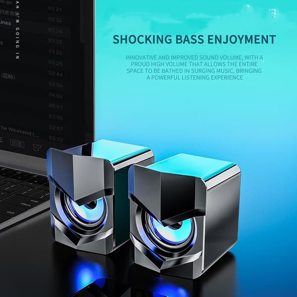 Lille USB-multimediehøjttaler med overvægtig subwoofer (sort)