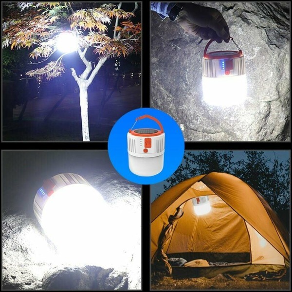 GTA bærbar mobil USB-sollanterne med lys, 24 stk lampeperler til udendørs camping i tilfælde af utilsigtet strømsvigt, USB-indgang og -udgang