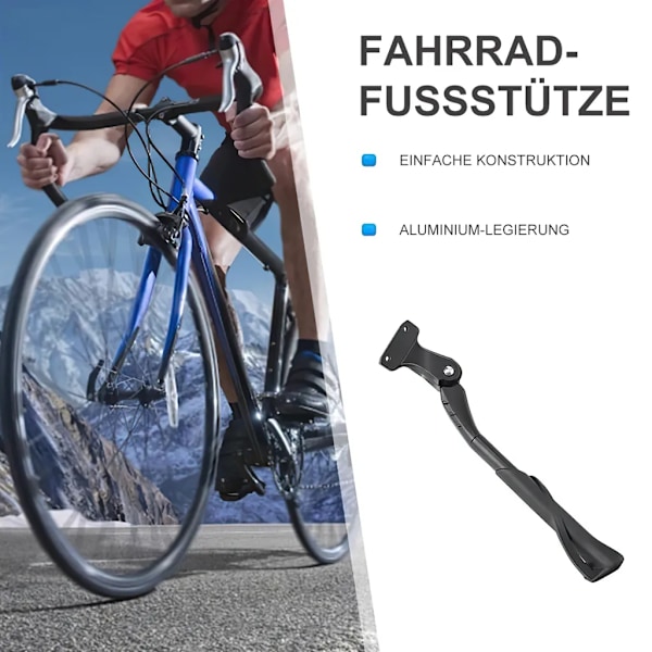 Justerbart cykelstöd i aluminium, bakre stöd för cyklar och elcyklar, halkfritt och robust sidostöd, 24-29 tum