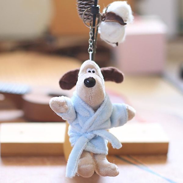 Ny sød badekåbe hund plys bamse nøglering kreativ studerende taske boutique vedhæng（One Size）
