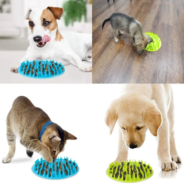 Hundskål Insats Matskål Långsam Ätande Hundskål Interaktiv Matta Långsam Matare för Hundar och Katter (Blå)