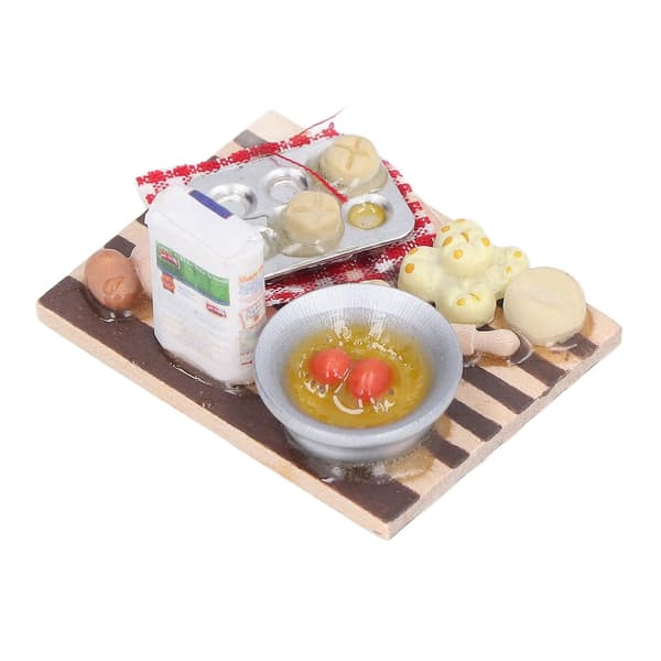 1:12 Dockhuskökstillbehör Set Mjölk Ägg Bröd Disk Dockhustillbehör för Barn